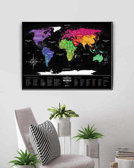 1DEA - Travel Map® Black World - Rubbel-Weltkarte / Scratch Map