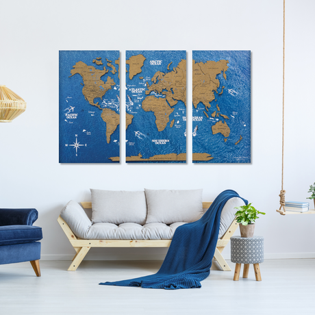 2D Weltkarte aus Kork - Ocean / M (71 x 112 cm)