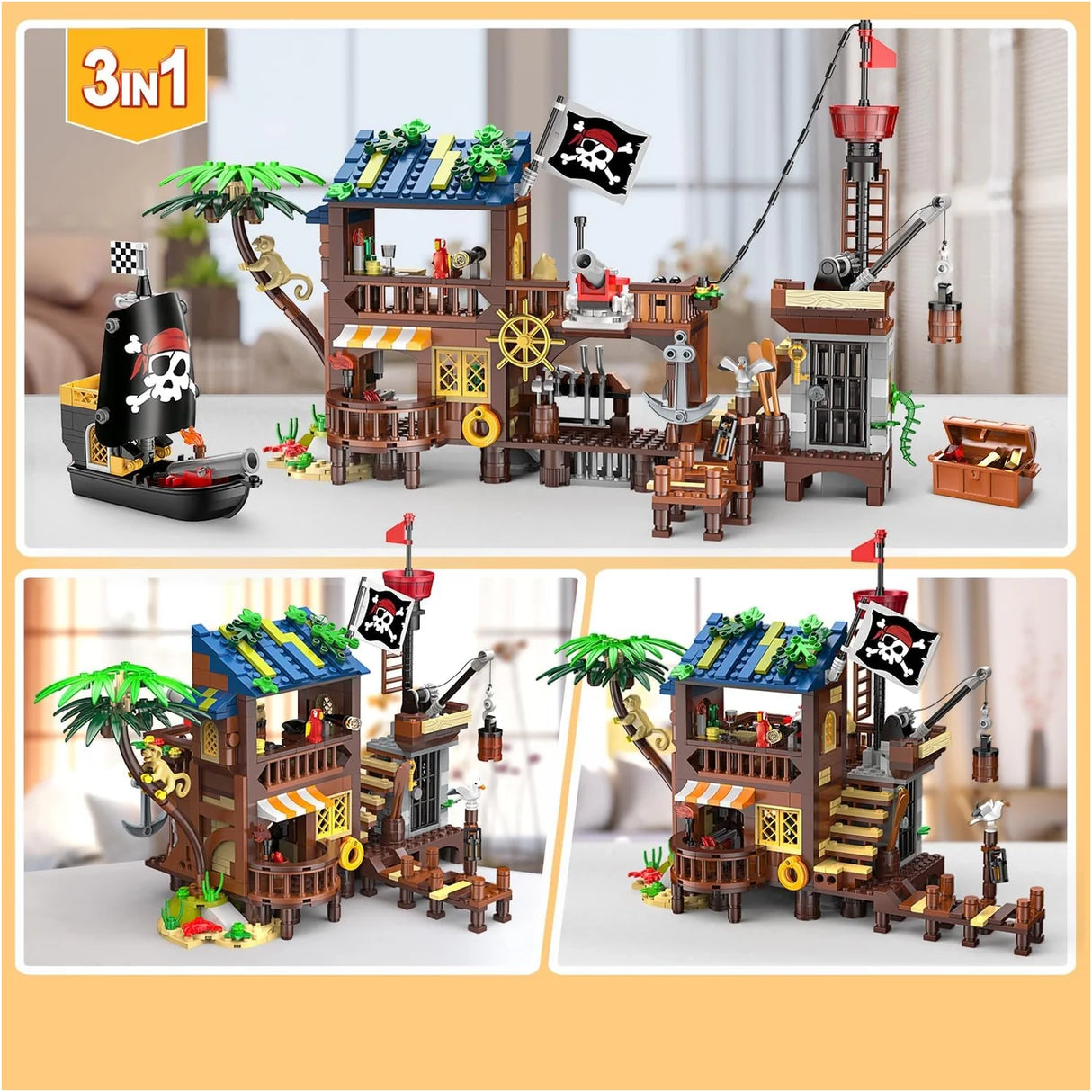 3-in-1 Piratenwelt - Klemmbausteine