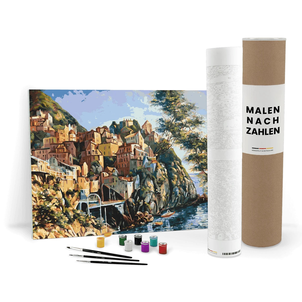 Mediterranes Dorf am Meer - Malen nach Zahlen