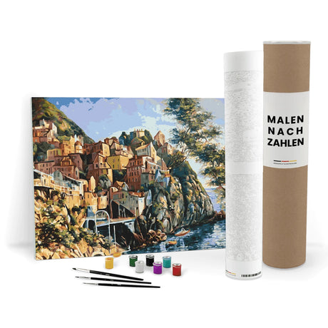 Mediterranes Dorf am Meer - Malen nach Zahlen