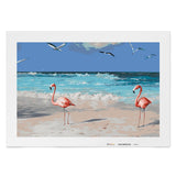Flamingos am Strand - Malen nach Zahlen