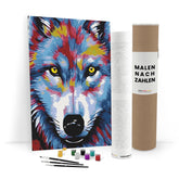 Wolf in Farbe - Malen nach Zahlen