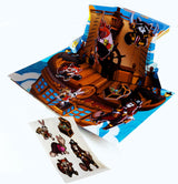Ausgeklapptes Piratenschiff als 3D-Pop-up inklusive eines Bogens mit dicken Puffy-Stickern. 58347556307328