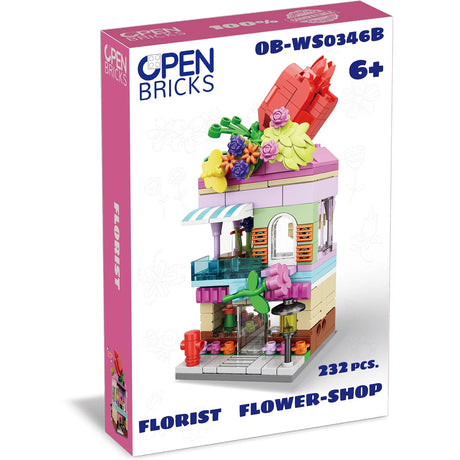 Verpackung eines Open Bricks Klemmbaustein Sets Blumenladen mit 232 Teilen