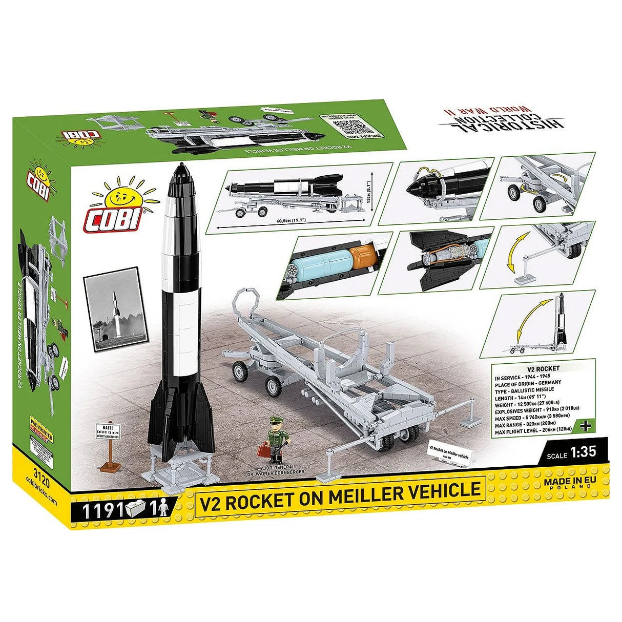 V2 Rakete mit Meillerwagen - Klemmbausteine