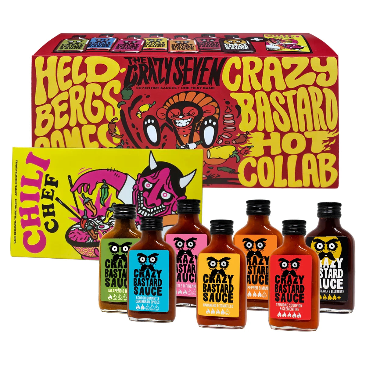 Heldbergs Collab - 7er Geschenk-Set (7 x 100 ml) - Scharfe Sauce