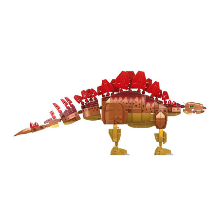 Stegosaurus Modell aus braunen und roten Bausteinen