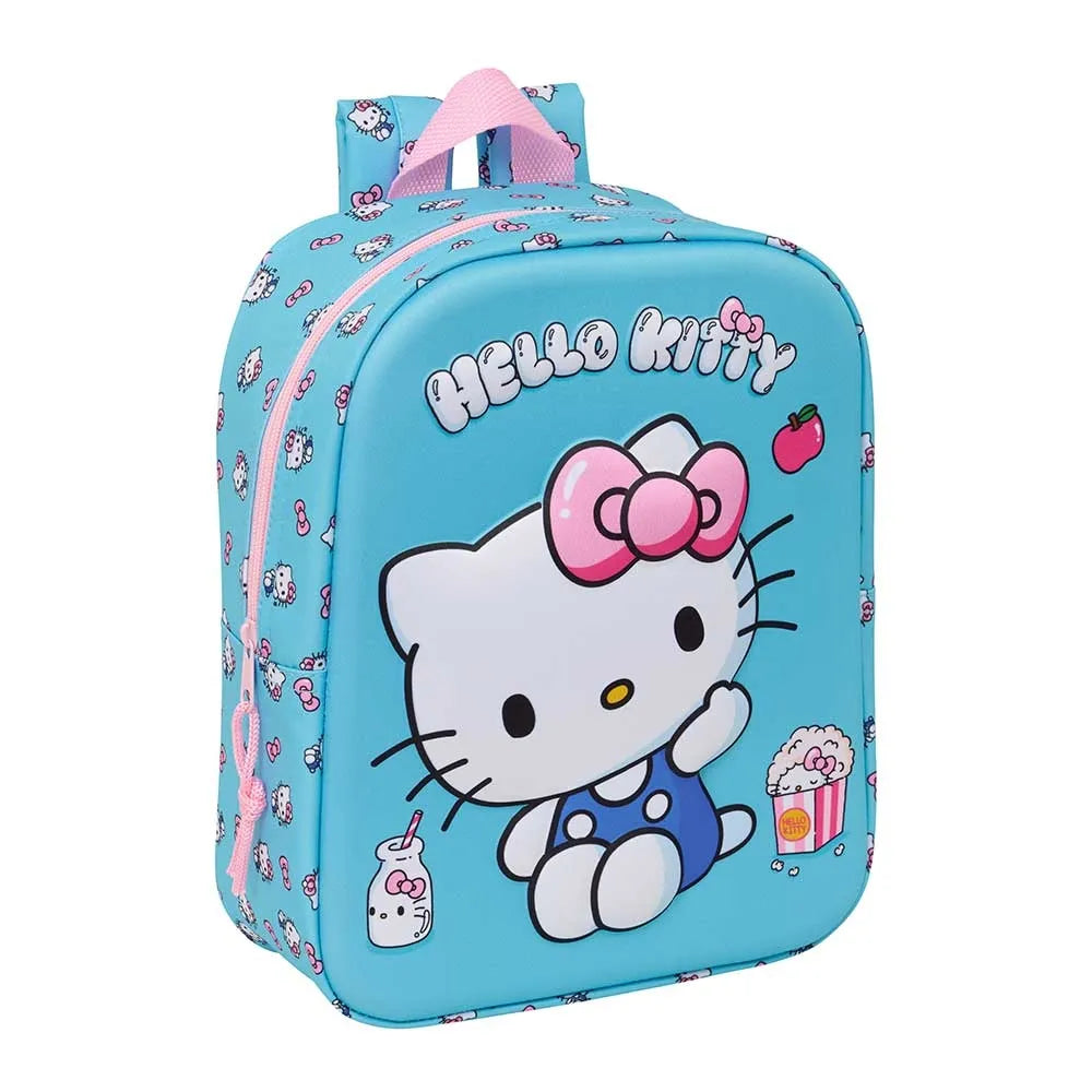 Hello Kitty Rucksack in Hellblau mit rosa Reißverschluss und Trägern