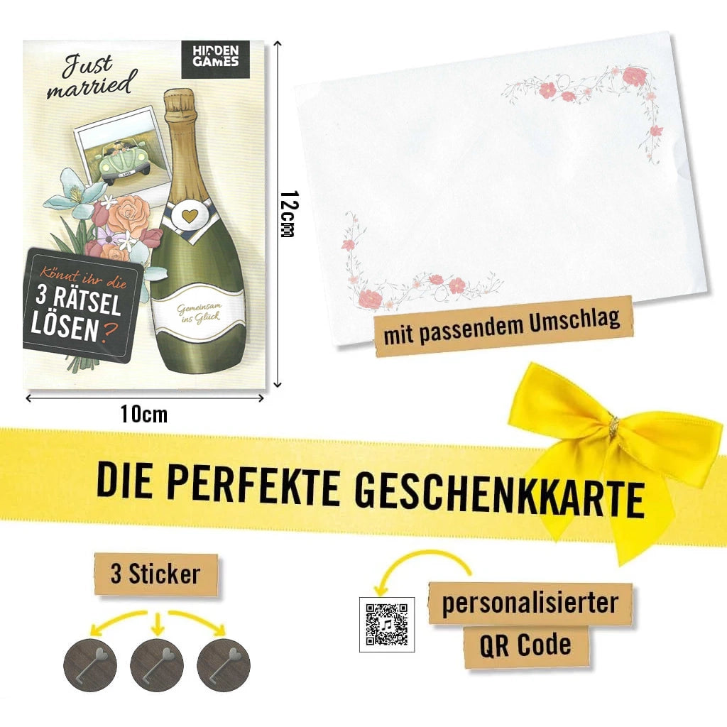 Just Married (Hochzeitskarte) - Rätselkarte