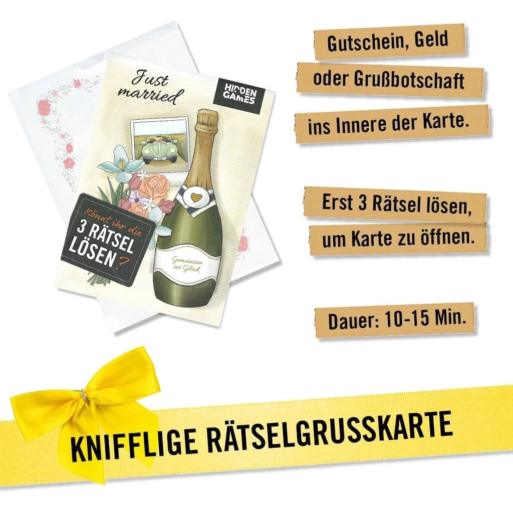 Just Married (Hochzeitskarte) - Rätselkarte