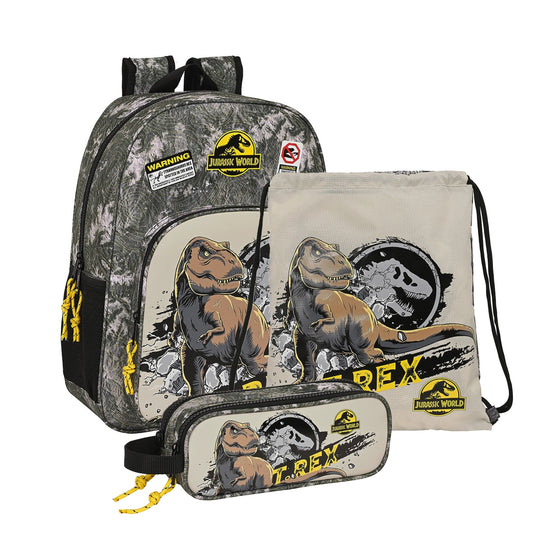 Safta - Jurassic World "Warning" - Schulset (Rucksack, Etui & Turnbeutel)