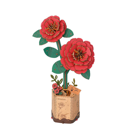 Rote Kamelien - Holzbausatz Blume