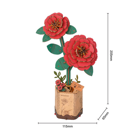 Rote Kamelien - Holzbausatz Blume