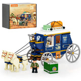 Lumibricks L9099 Postkutsche Bausatz mit zwei Pferden, einer Figur und einem Safe