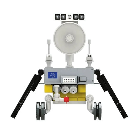 Modell eines Mars Rovers aus Kunststoffbausteinen mit Antenne und Kameras