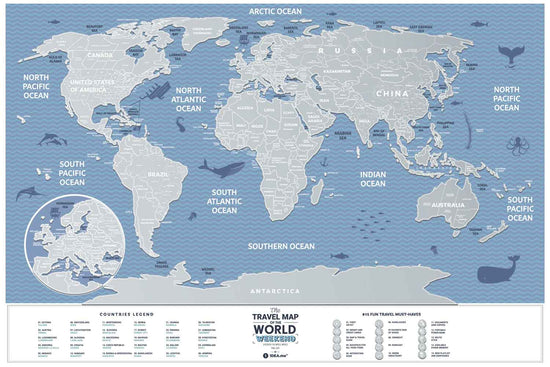 1DEA - Travel Map® Weekend World - Rubbel-Weltkarte / Scratch Map