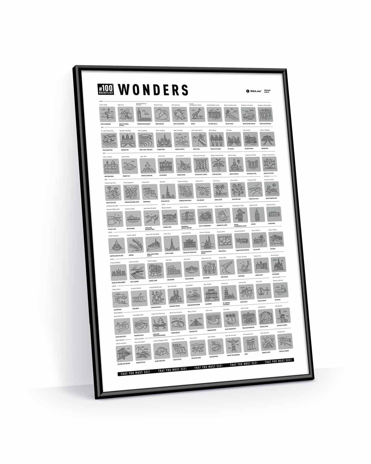 Weltwunder 100 Bucketlist - Rubbelposter / Scratch Map