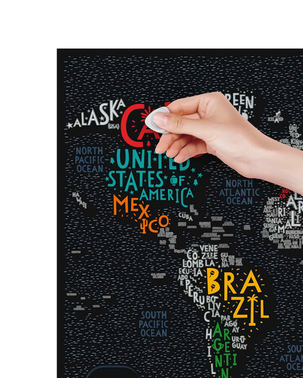 1DEA - Travel Map® Letters World - Rubbel-Weltkarte / Scratch Map