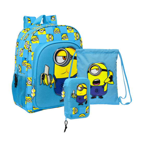 Safta - Minions - Schulset (Rucksack, Etui & Turnbeutel)