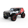 MJX Hyper Go H12P 1:12 RC-Crawler in der Dreiviertel-Profilansicht mit grobstolligen Offroad-Reifen und blauem Überrollkäfig.