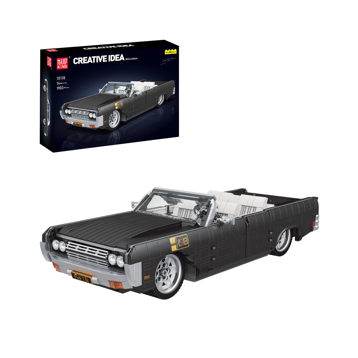 Mould King 10118 Linkon schwarzes Cabrio Klemmbausteine-Set mit 1903 Teilen und Originalverpackung
