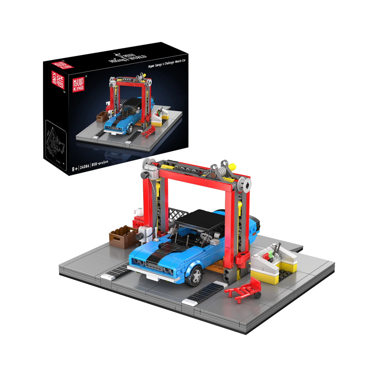 Werkstatt & Challenger Muscle Car - Klemmbausteine
