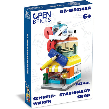 Verpackung eines Open Bricks Schreibwarenladens aus Klemmbausteinen mit 222 Teilen
