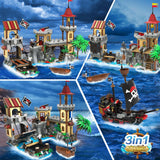 Piratenburg mit Piratenschiff - Klemmbausteine