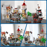 Piratenburg mit Piratenschiff - Klemmbausteine