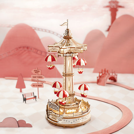 Fallschirm-Turm - 3D Holzbausatz (elektrisch)
