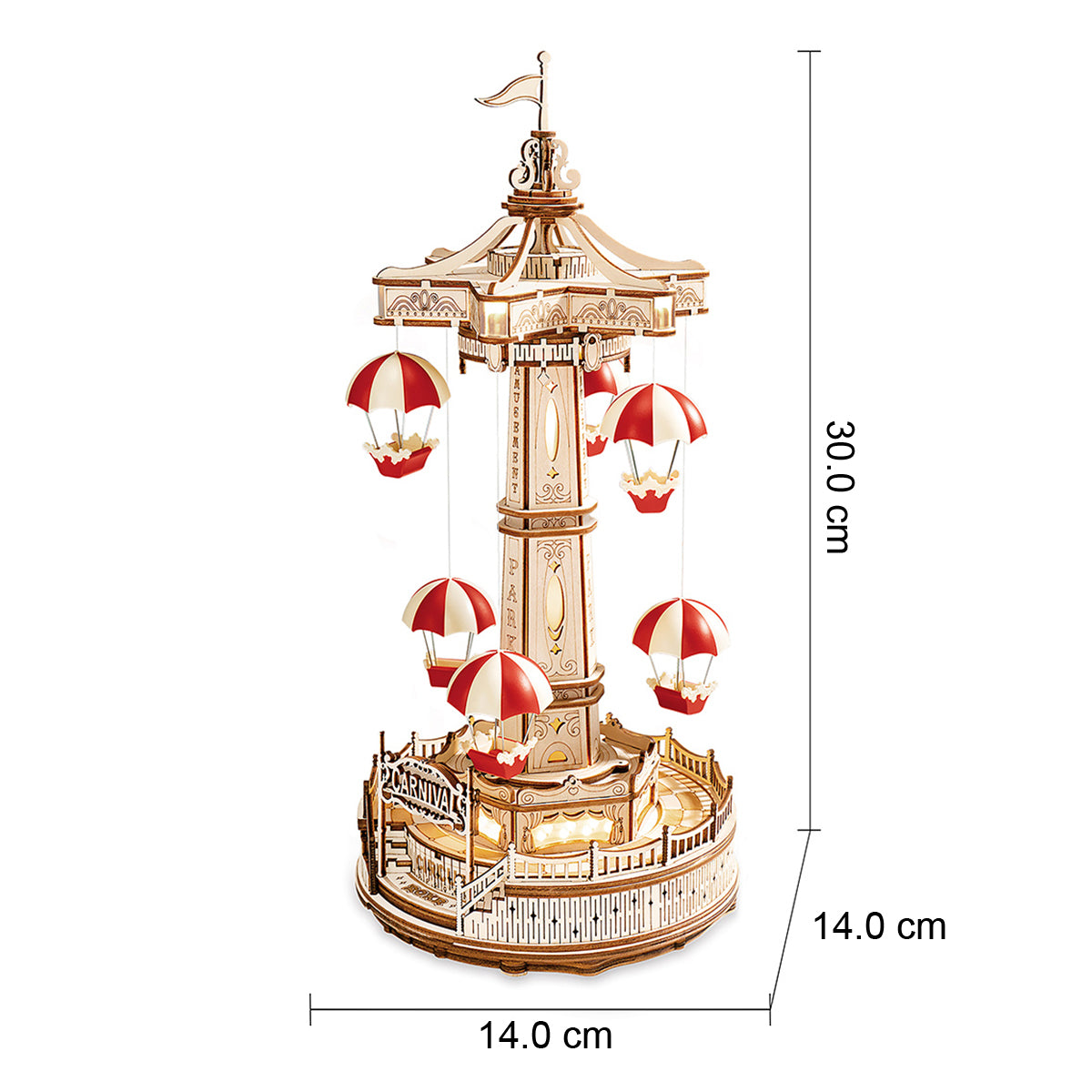 Fallschirm-Turm - 3D Holzbausatz (elektrisch)