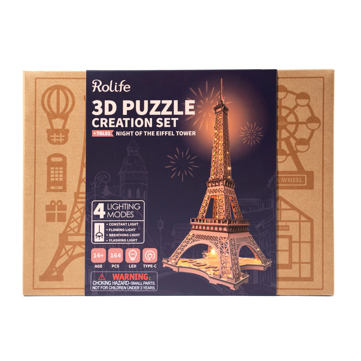 Night at the Eiffel Tower - Holzmodell