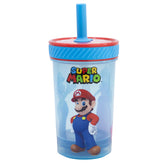 Super Mario "Fun Emotions" - Drop Safe - Auslaufsicherer Becher mit Silikonstrohhalm (370 ml)