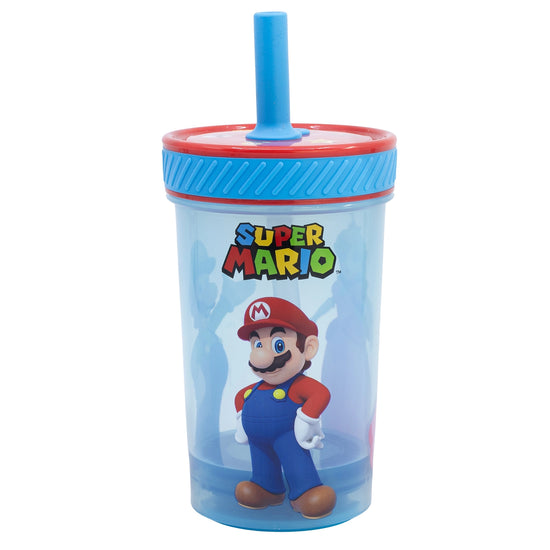 Stor - Super Mario "Fun Emotions" - Drop Safe - Auslaufsicherer Becher mit Silikonstrohhalm (370 ml)