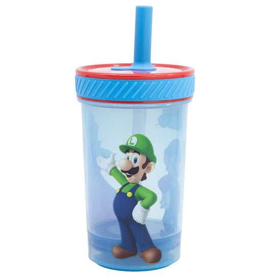 Stor - Super Mario "Fun Emotions" - Drop Safe - Auslaufsicherer Becher mit Silikonstrohhalm (370 ml)