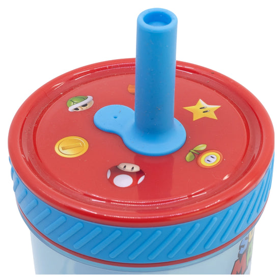 Stor - Super Mario "Fun Emotions" - Drop Safe - Auslaufsicherer Becher mit Silikonstrohhalm (370 ml)