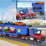 Transporter Truck mit 7 Fahrzeugen - Klemmbausteine