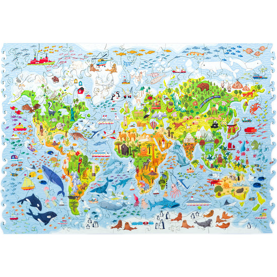 Unidragon - Bunte Weltkarte  (100 Teile) - Holzpuzzle für Kinder