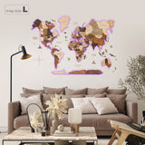 3D Weltkarte aus Holz mit LED-Beleuchtung - Wanddekoration - Multicolor / XL (120 x 200 cm)
