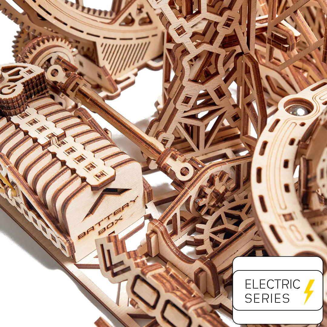 Galaxy Kugelbahn - 3D Holzbausatz (Elektrisch) - derdealer.ch