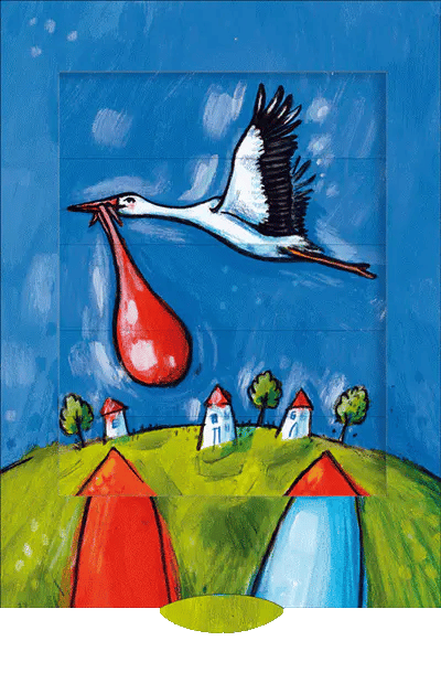Grusskarte zur Geburt - Klapperstorch - derdealer.ch