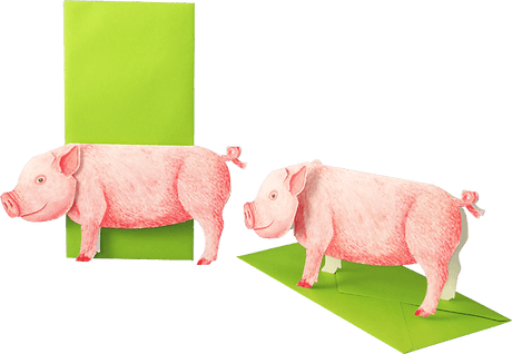 Schweinchen - 3D Grusskarte - derdealer.ch