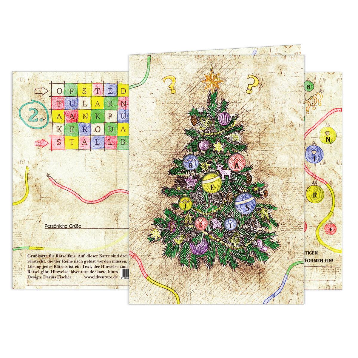Frohe Weihnachten - Rätsel-/Escape Grusskarte - derdealer.ch