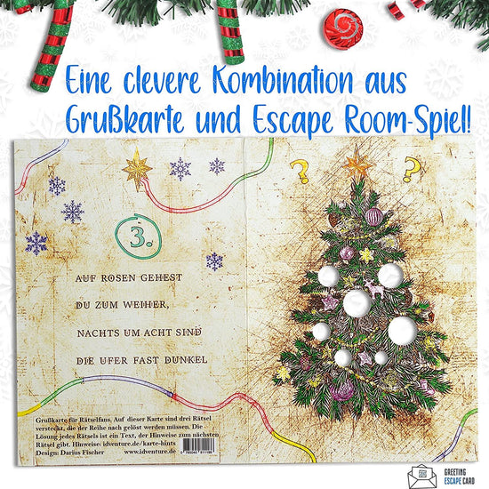 Frohe Weihnachten - Rätsel-/Escape Grusskarte - derdealer.ch 