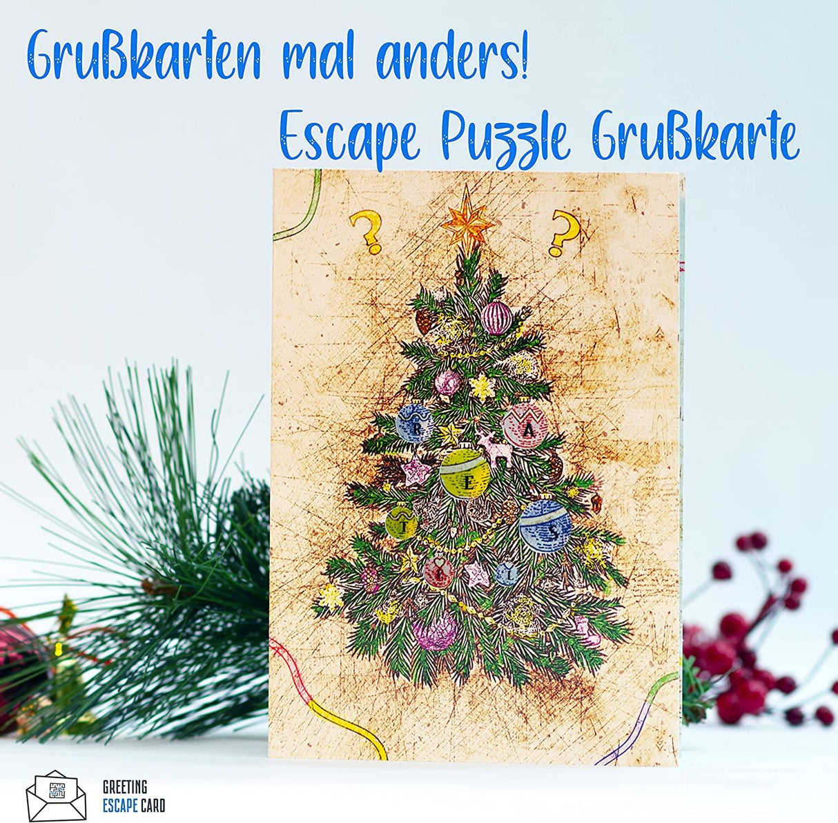 Frohe Weihnachten - Rätsel-/Escape Grusskarte - derdealer.ch