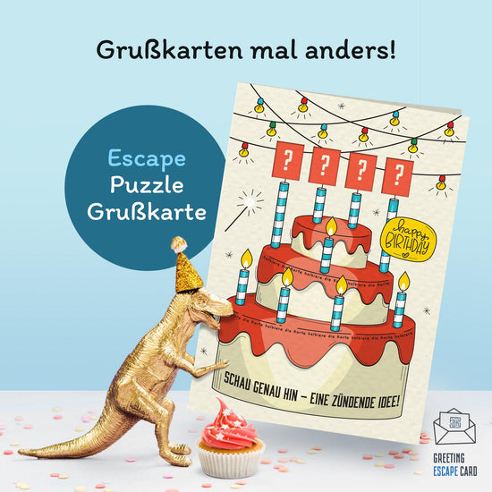 Happy Birthday - Rätsel-/Escape Grusskarte - derdealer.ch 