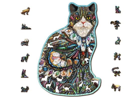 Katze - The Jeweled Cat L (250 Teile) - Holzpuzzle - derdealer.ch 