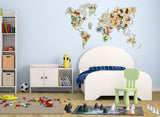 World Map Animals XL - Wanddekoration - Holz - derdealer.ch