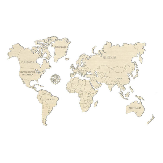 World Map Weltkarte Wanddekoration Wooden City 